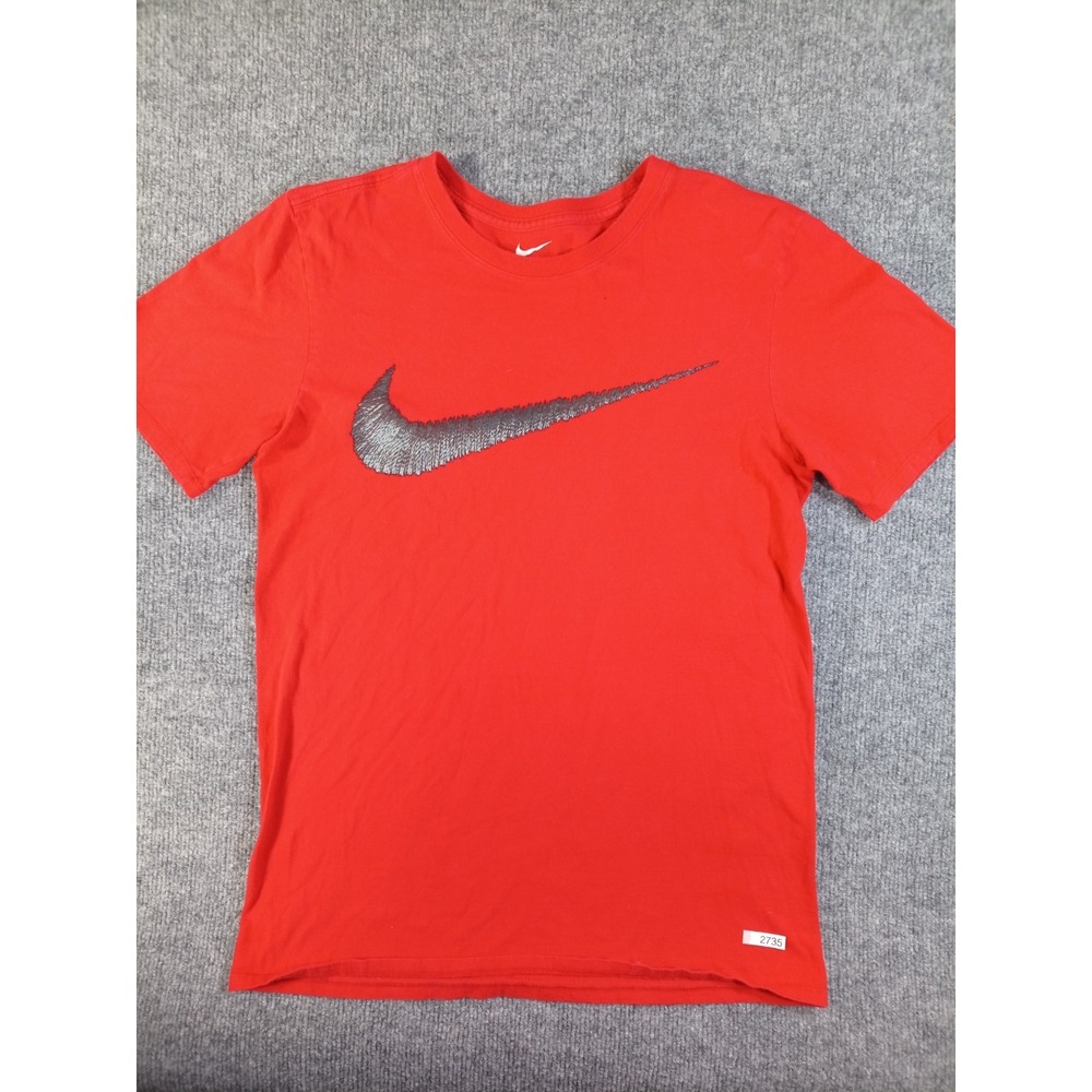 Nike The Nike Tee Men's Small Red T-Shirt Large Swoosh Logo Athletic Cut